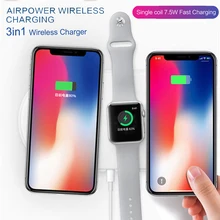 Зарядное устройство для apple Watch 2 3 Airpower QI Беспроводной Зарядное устройство для iPhone X 8 плюс Galaxy S8 плюс S6 S7 s9 край быстрой зарядки Pad