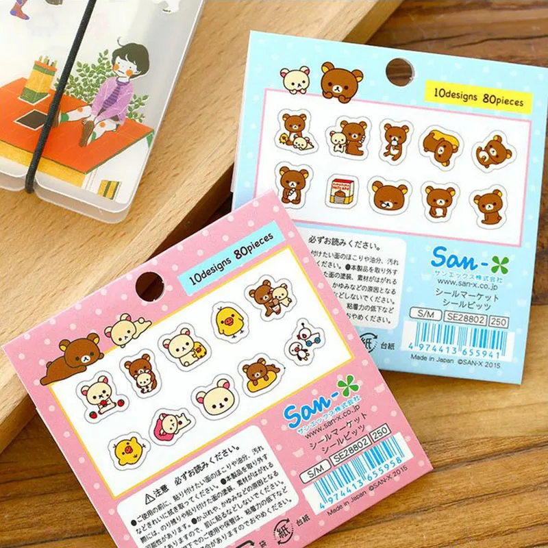 80 шт./упак. мини клейкие наклейки Rilakkuma прозрачная наклейка из ПВХ DIY альбом