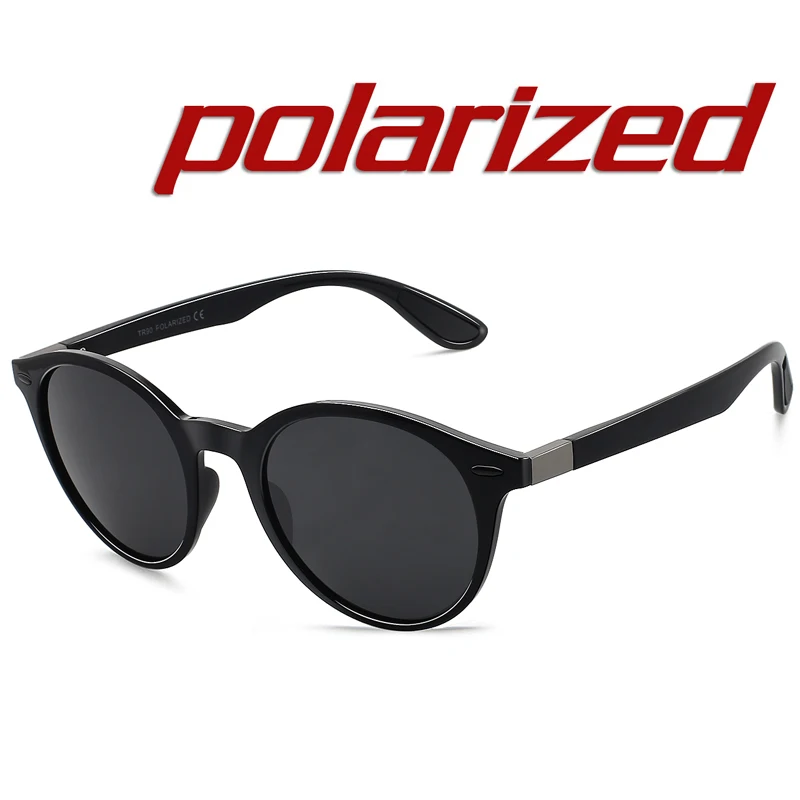 MAXJULI, солнцезащитные очки для мужчин, поляризационные, модные, для путешествий, вождения, спорта, рыбалки, круглые, матовые, женские, UV400, очки TR90 MJ8011 - Цвет: C2 Bright Black