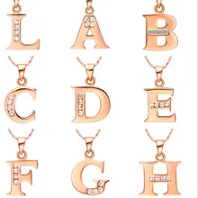 Популярная цепочка из розового золота с буквенным алфавитом от A до R, ювелирные изделия с кристаллами, 18 К, розовое золото, ожерелье с подвеской