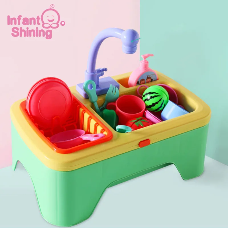 

Infant Shining Kitchen Toys Children Dishwasher Toy Simulation Electric Table Home 3-6Y Kids Puzzle Early Education Toys Gifts