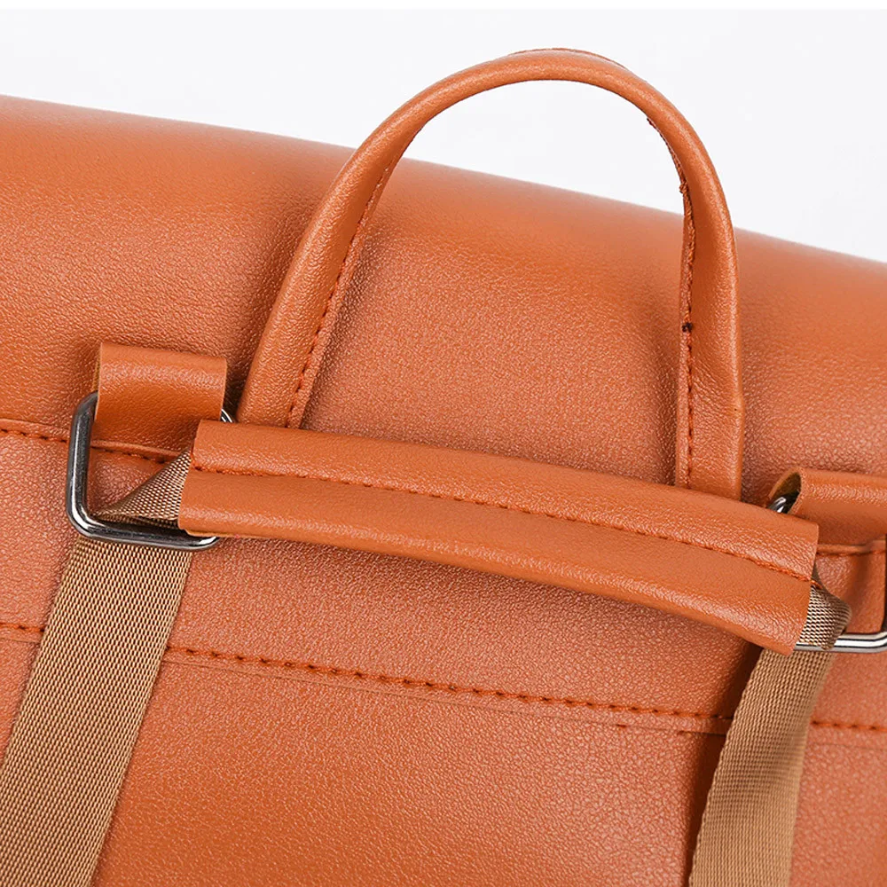 Горячая Женская винтажная однотонная сумка-рюкзак с застежкой, кожаная школьная сумка, рюкзак, Женская дорожная сумка, однотонная сумка# T2