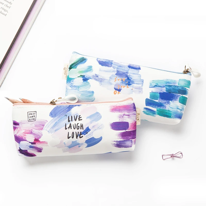 Korea Style Simple Design Students Pencil Case Bag Large Capacity Stationery Box Colorful Pencil Bag Portable Promotional PL