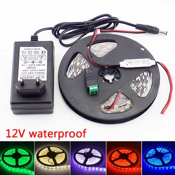 

5M LED strip Waterproof 5050 DC12V ledstrip Flexible LED Light Strip Warm Cool White led tape add mini Remote for TV Backlight