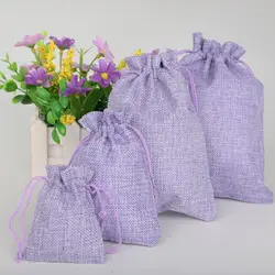 Фиолетовый Чехол Декоративные сумки белье хлопок шнурок мешок ювелирные сумки Мешочки для упаковки продуктов кошелек; подарочная сумочка