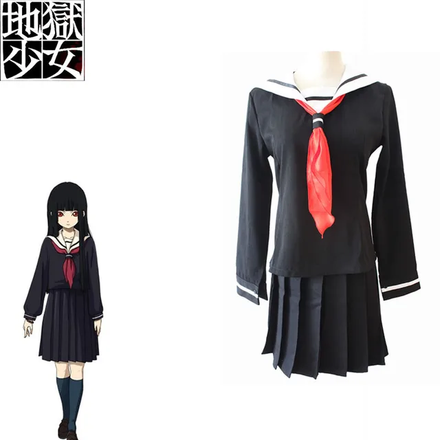 Japanese Anime Jigoku Shoujo Hell Girl Cosplay Ai Enma Costume