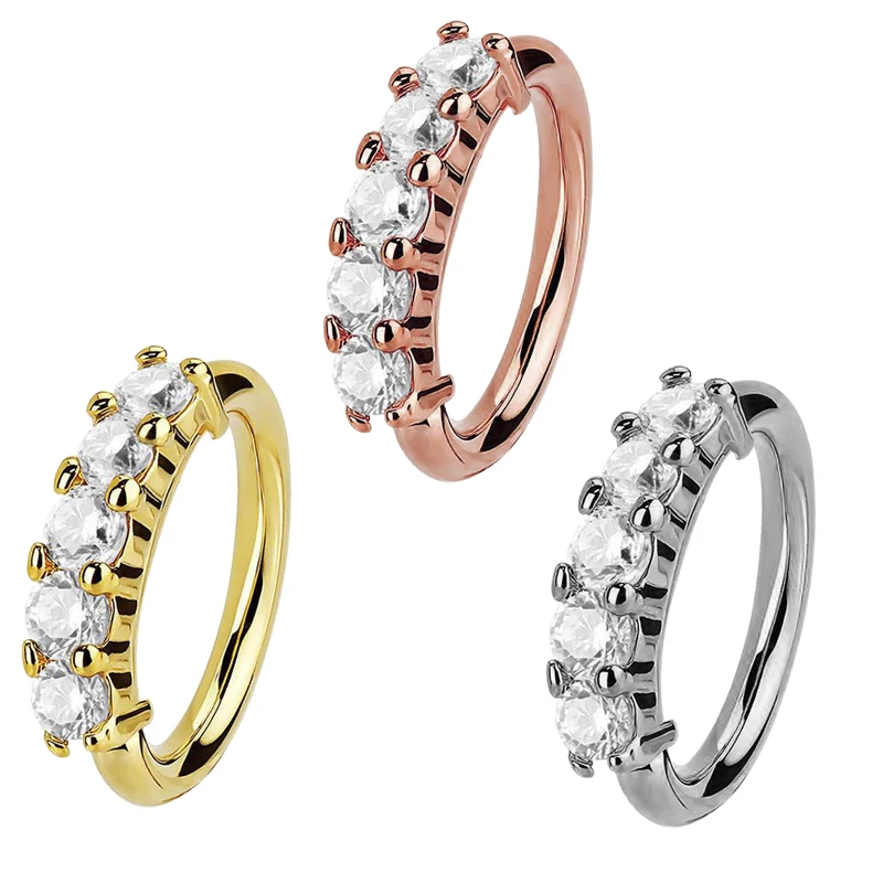 

Hot Sale 1pc Nose Ring Septum Clicker Zircon Nose Hoop Ring for Women Earring EarTragus Cartilage Helix Piercing Jewelry