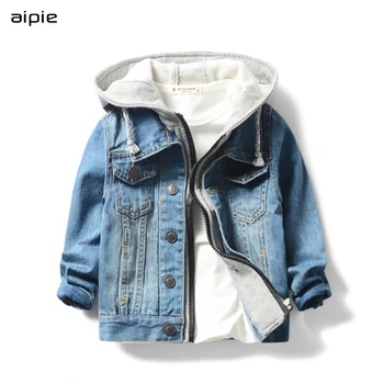 

New Spring/Autumn Children Boys Jackets Classic Casual Solid Denim Boy's Hooded Coats Jackets For 3-7 Year Kids wear