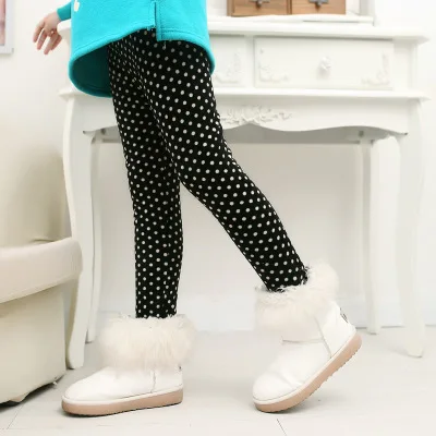Осенне-зимние штаны для девочек; бархатные плотные теплые леггинсы для девочек; детские штаны; зимняя одежда для маленьких девочек; 110-150 - Цвет: xiaoyuandian