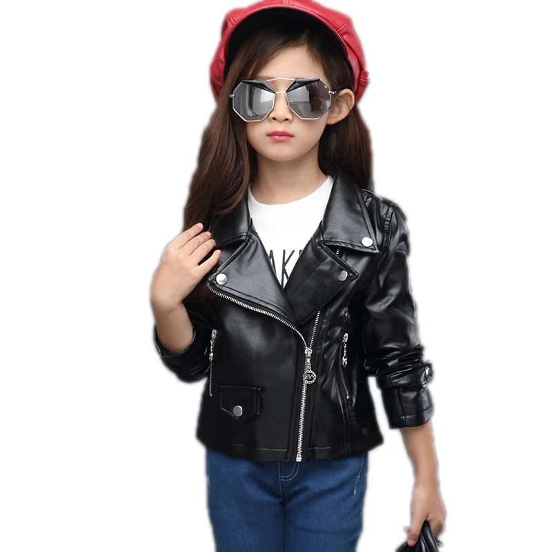 

Kids Turn Down Collar Clothes Jackets 2018 New Spring Girls Coats and Jackets Children Clothing Fashion Girls Leather Jacket