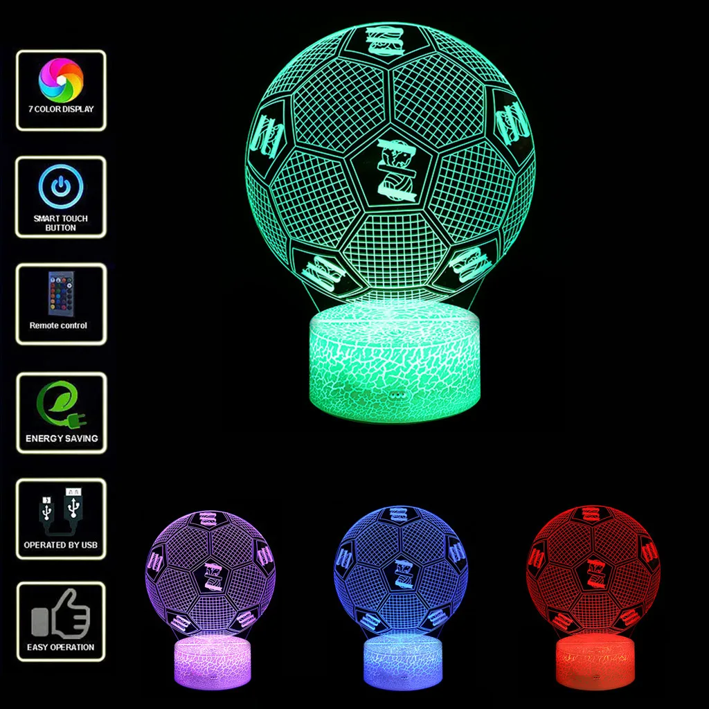 

2019 beautiful LED 3D lighting optical illusion table night light with 7 color change multifunctional bedroom decorative lights