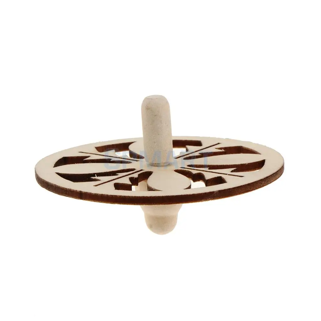 3pcs Novelty Natural Wooden Spinning Top Kids Children Toy for DIY Art Craft