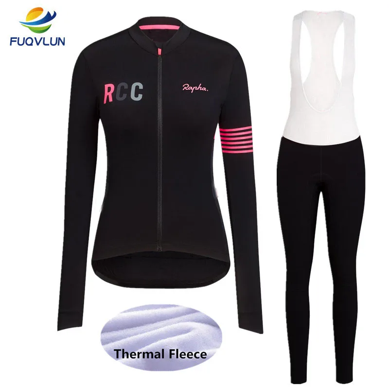 

FUQVLUN 2018 Bike Cycling Jersey Set Long Sleeve Women Thermal Fleece Cycling Clothing Windproof Bike Jersey -56KH