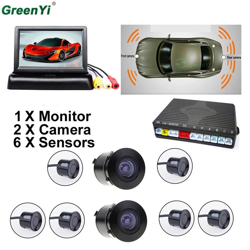 3 in 1 Car Video Parktronic Parking Assist System, 6 Sensors Parking