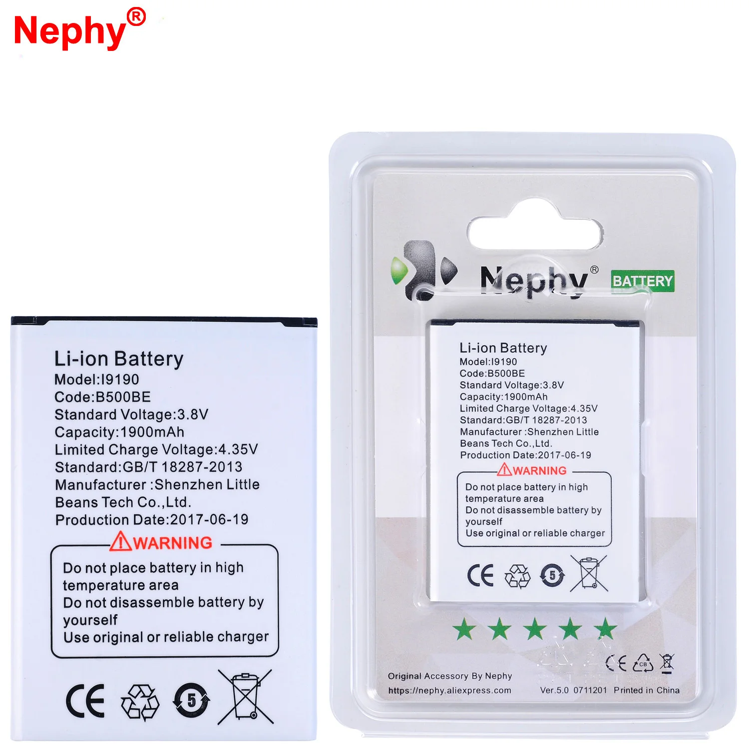 100% Оригинальный аккумулятор Nephy для Samsung Galaxy S4 mini i9190 i9192 GT 1900mAh 2019 новый
