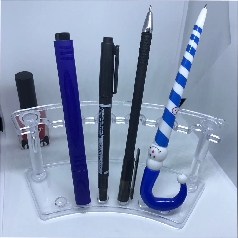 

6 Slot Plastic Pen Jewelry Display Holder Stand Rack High Quality Clear White Pen Holder Office Desk stationery organizer