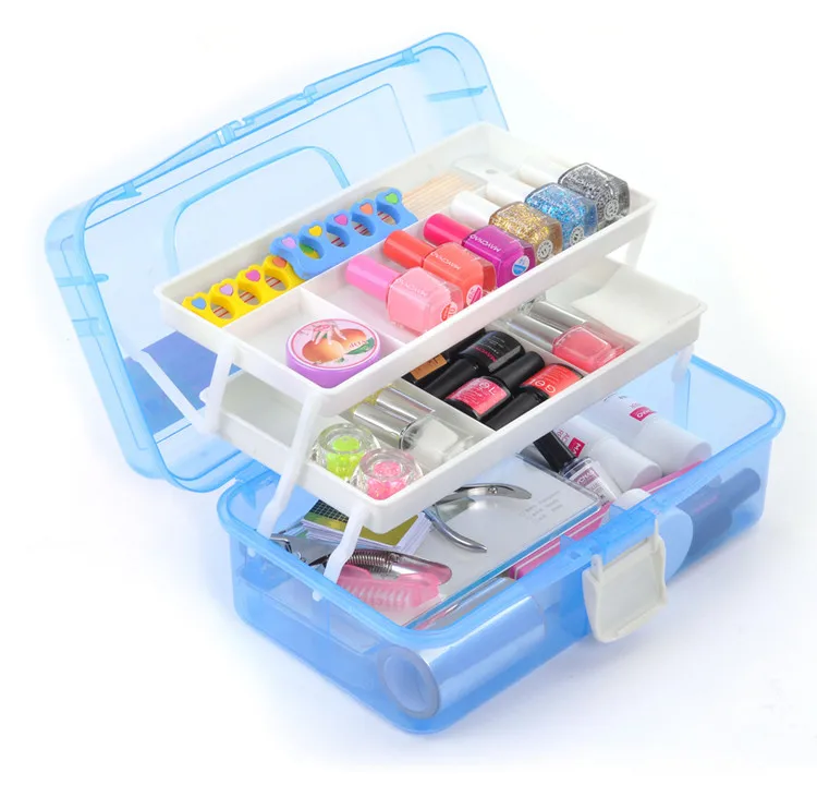 Nail Art Tool Box Multi function Nail storage box 3 Layer Plastic Case