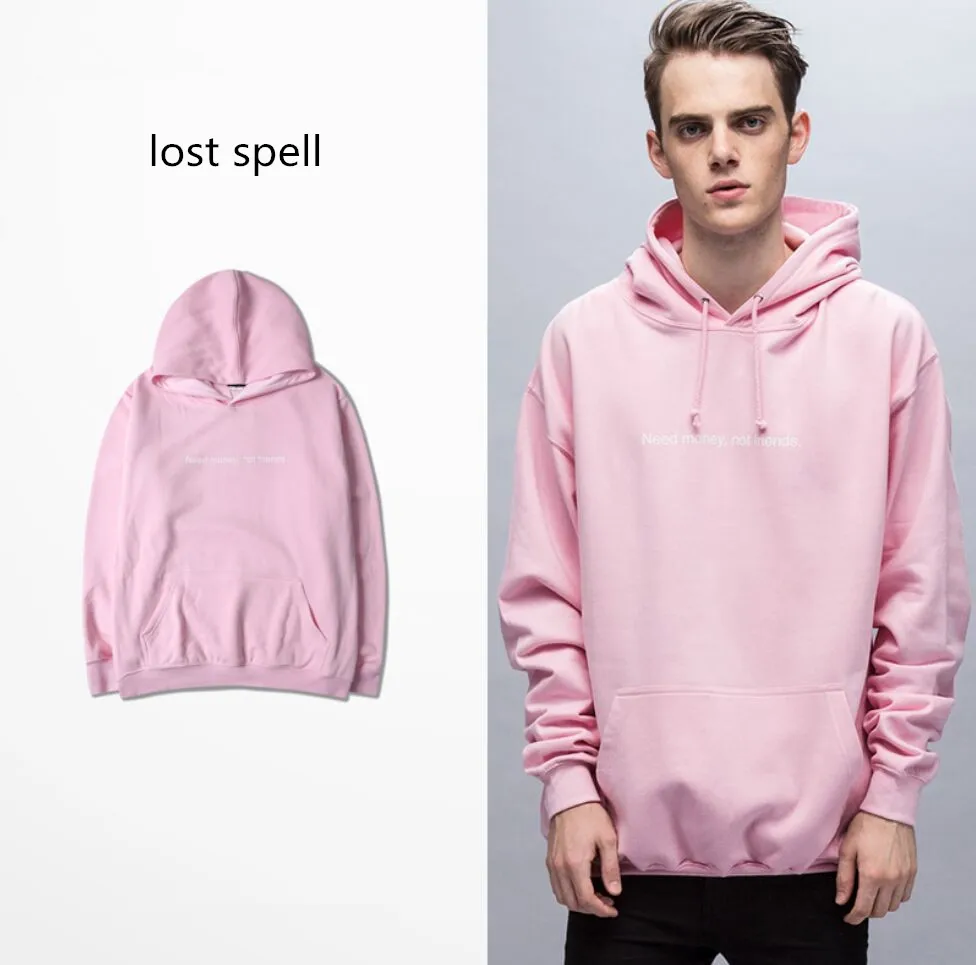 2017 Mens Pink Hip Hop Hoodies Fashion Streetwear