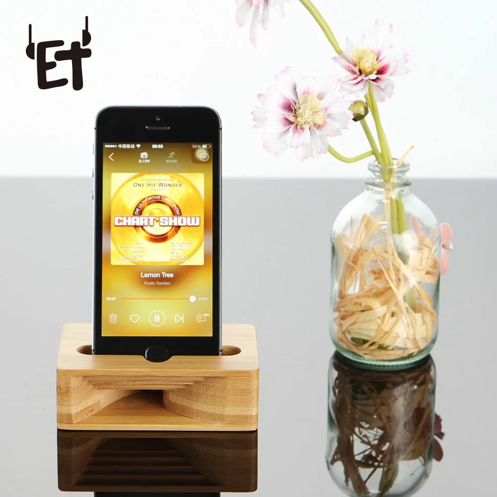 ET Phone Sound Amplifier Universal Bamboo Mobile Phone Holder Stand