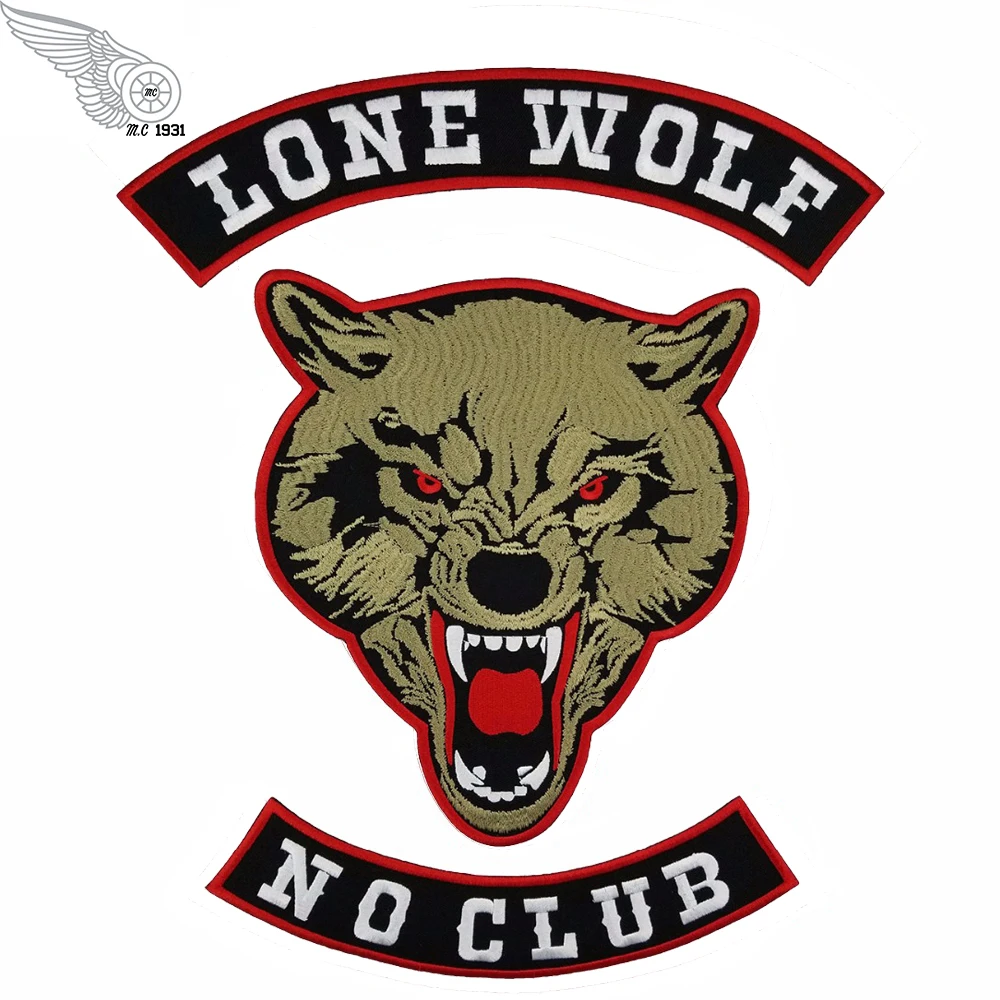 LONE WOLF NO CLUB MC Motorcycle Biker Embroidered Patch