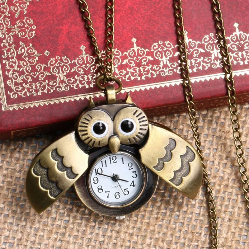 Fob часы 2018 Новый дизайн прекрасный Сова кварцевые карманные часы с necklace ем цепочка подарки для детей мужчин и женщин