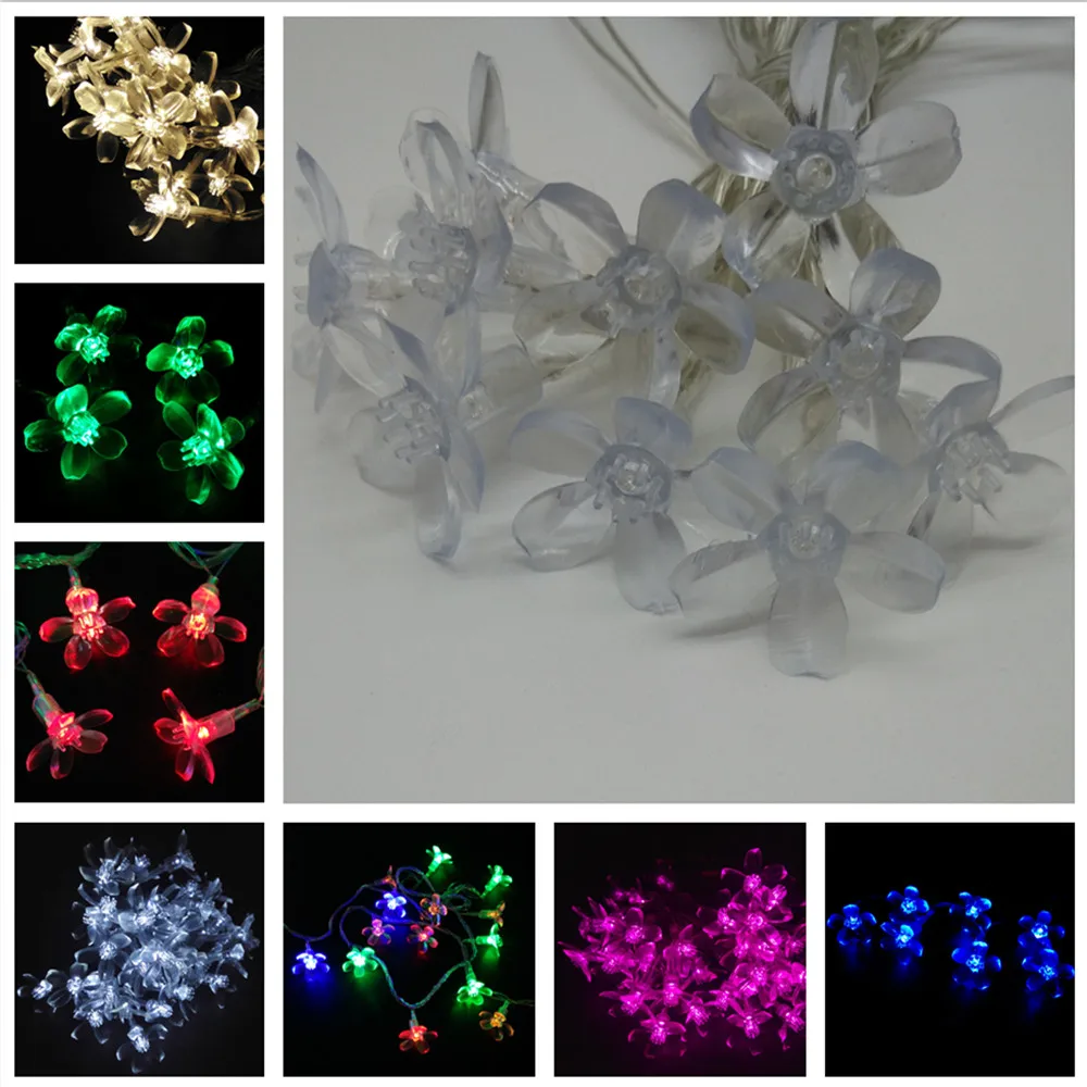 LED String Light Colorful Cherry Blossom Flower Fairy LED Christmas Lights For Garland Decoration Lamp