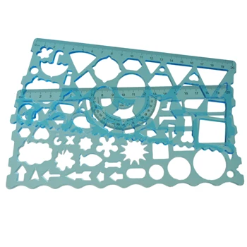 

5PACK 2 Pcs Clear Green Plastic Hollow Students Geometric Template Student Ruler Set