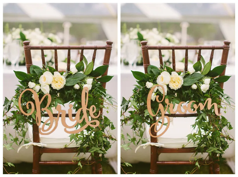 Знаки на стулья жениха и невесты деревенские свадебные деревянные знаки