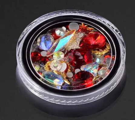 Смешанный с цветными стразами; 1 коробка для ногтей 3D хрустальные камни из алюминиевого сплава для нейл-арта украшения «сделай сам» Дизайн Маникюр бриллиантами D0010 - Цвет: 03