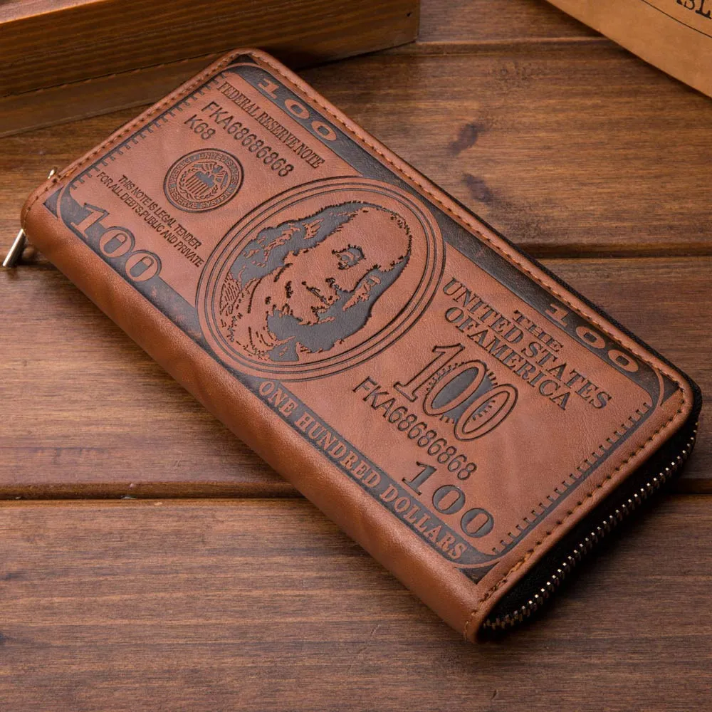

Xiniu Women Men long wallet Retro US dollar Business Leather Wallet ID Credit Card Holder zipper Pockets portafogli pasjeshouder