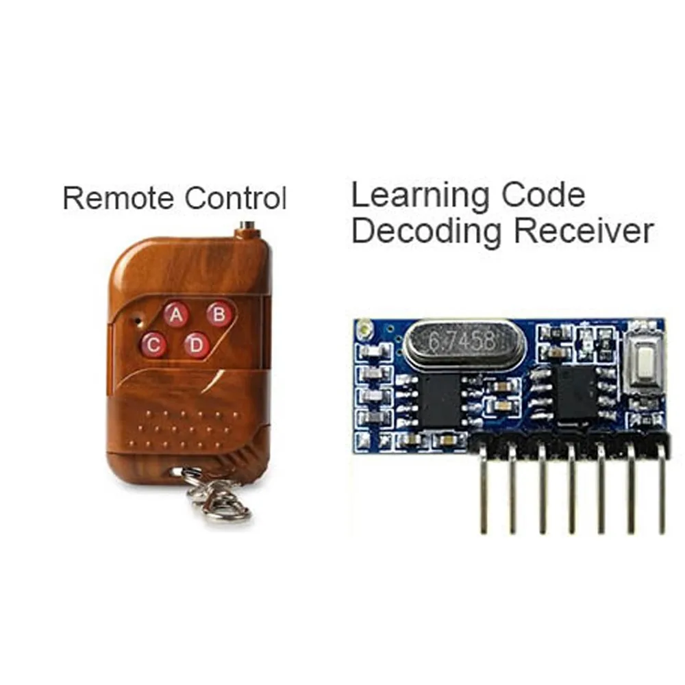 

QIACHIP 433 Mhz Remote Control and 433Mhz Wireless Receiver Learning Code EV1527 Decoding Module 4Ch output With Learning Button