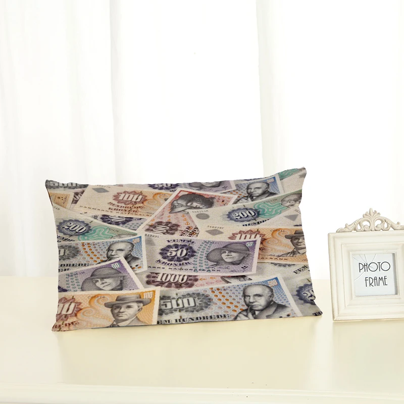 

HD 30x50 Banknote Housewear Chair Cushion Cover Soft Pillow Case Cojines Almofadas Cotton Linen Square