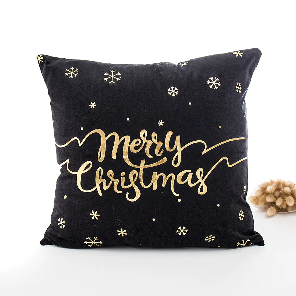 Счастливого Рождества, золотой фольгированный чехол для подушки с принтом, рождественские украшения, Navidad, наволочка, домашний декор, счастливый год