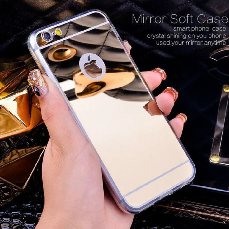 

HOTR for iPhone XS MAX Case Luxuxy Mirror Back Case for iphone 6 6s 7 8 9 plus X XS XR Flexible Soft TPU Cover for Apple 5 5s SE