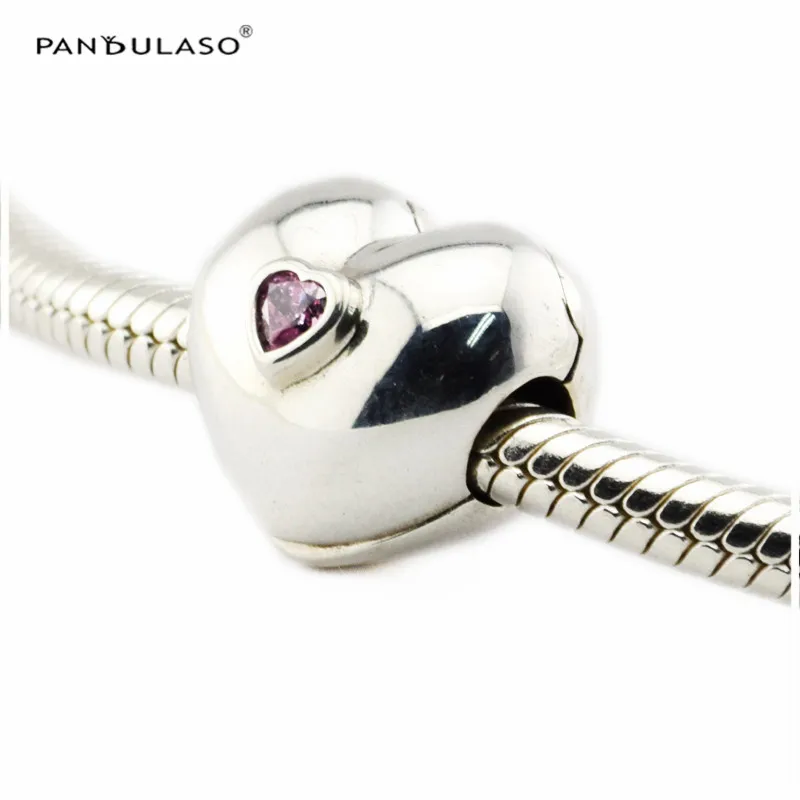 

Steady Heart Clips Pink CZ Crystal Silver Beads for Women Jewelry Making DIY Charm Beads for Charms Bracelets Silver 925 Jewelry
