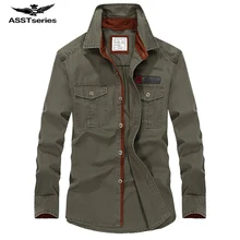 Горячая Распродажа AFS Jeep Мужская рубашка с длинным рукавом хлопковая Осенняя деловая Повседневная рубашка с длинным рукавом Свободная рубашка размера плюс S-4XL Z78