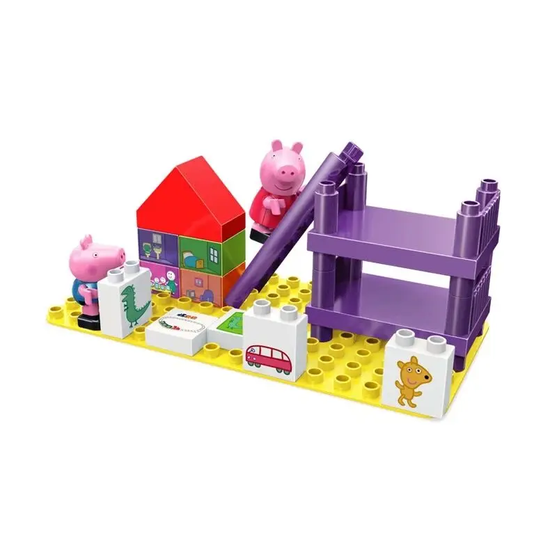 Beste Echt Peppa Pig deluxe playhouse blok speelhuis met Peppa George Figuur accessoires Nummers (14 Stuk) 2 poppen kinderen speelgoed