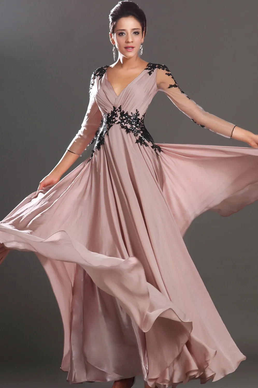 

2018 Mermaid Prom gown Fashion Evening A-line V-neck Floor-length Applique Code robe de soiree mother of the bride dresses