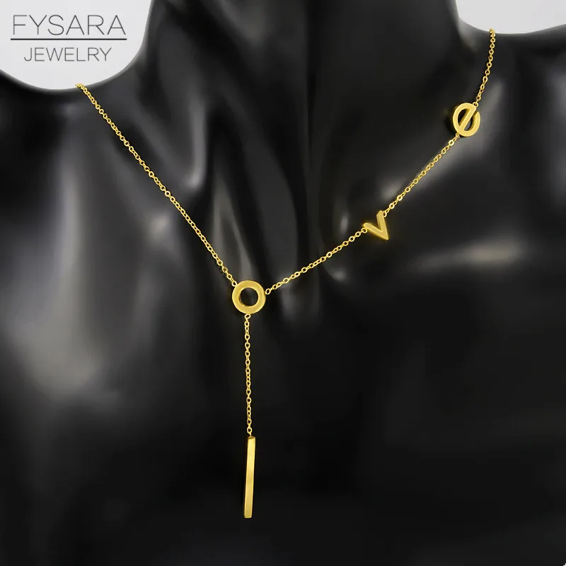 FYSARA, классическое, элегантное, очаровательное, Любовное, с буквенным узором, ожерелье для женщин, титановая сталь, золотой цвет, Женское Ожерелье, подвеска, ювелирное изделие