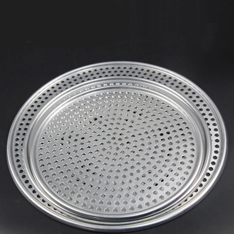 Stainless Steel Fluted Pizza Pans with Holes Non-Stick Round Shape Pizza Baking Tray Plate Home Kitchen Bakery Accessories