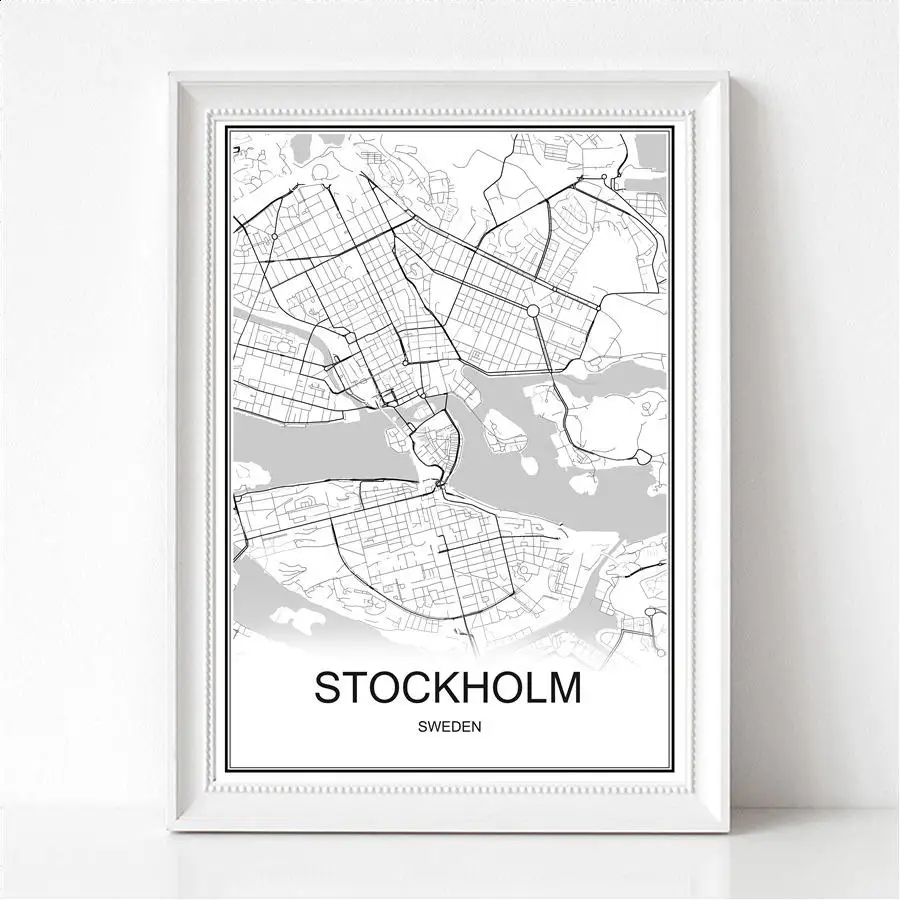 Исландская Рейкьявик картина маслом карта мира изображение с абстрактным принтом современный город плакат холст с покрытием бумага кафе декор гостиной - Цвет: STOCKHOLM