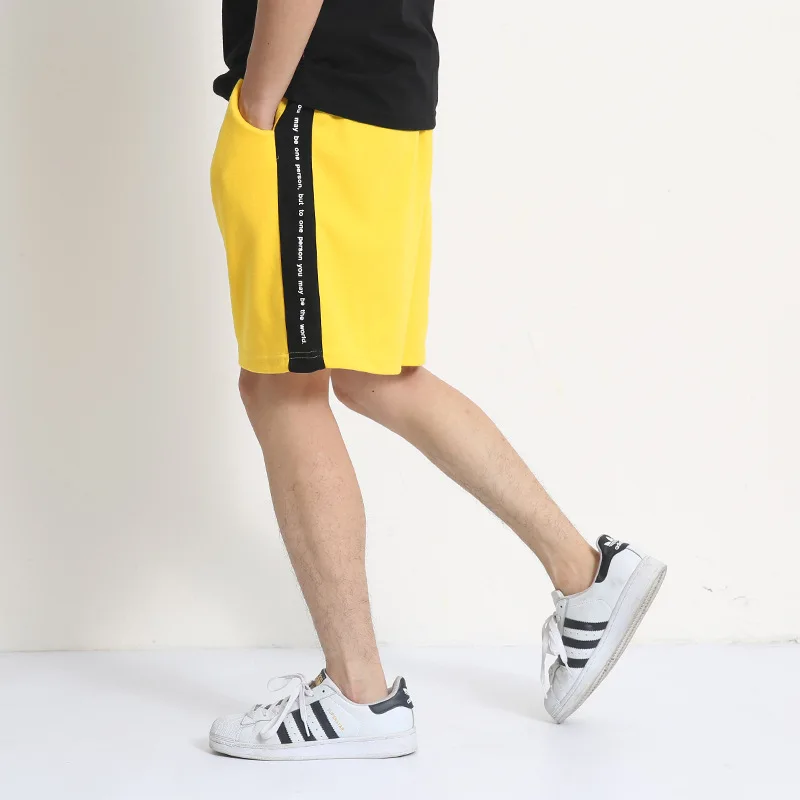 Летние Для мужчин Шорты и бермуды masculina Повседневное сращены лоскутное письма печать хип-хоп Короткие Homme pantalon corto hombre