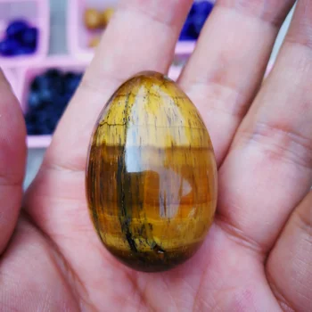 

Gemstone Natural tiger eye egg with wooden base natural stone and quartz Crystal Balls Healing Chakra Reiki sphere for decor