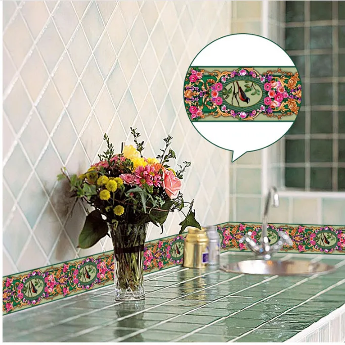 10M Self adhesive Wallpaper PVC Waterproof Stone border Waist Line Bathroom Toilet Kitchen Decorative Wall Sticker Home Decor | Дом и сад