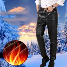 Новое поступление мужские кожаные штаны мужская зимняя модная повседневная одежда флисовые брюки из искусственной кожи мужские брендовые высококачественные брюки из искусственной кожи