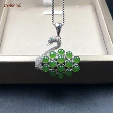 

Russian Jasper Charms Necklaces Swan Jasper Pendant Silver 925 Jewelry Certified Natural Hetian Jade High Quality Family Gifts