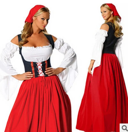 

Free Shipping ZY560 Beer Maid Wench German Oktoberfest Dress Costume