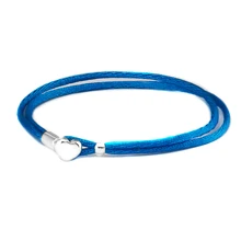 Совместим с европейскими ювелирными бирюзовыми тканевый шнур браслет стерлингового серебра 925 Браслеты «сделай сам» оптом