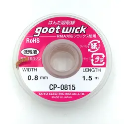 Япония GOOT CP-0815 распайки фитиль для удаления припоя Ремонт мобильных RoHS всасывания олова с малым остатком Ширина мм 1,5 мм длина 0,8 м