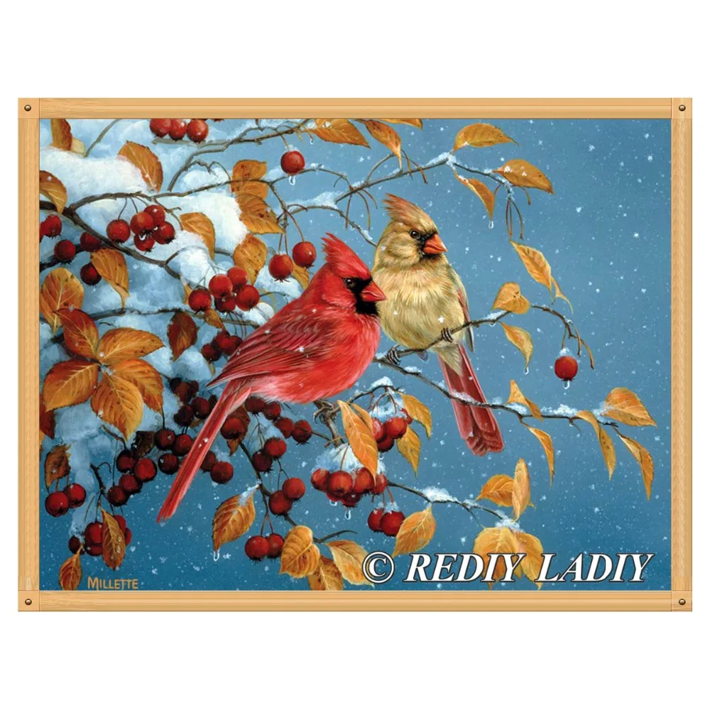 DIY 5D Diamond Embroidery Snow Cardinal Wall Art Full Square Diamond